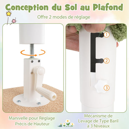 Floor to Ceiling Cat Tree with Adjustable Height and Extra Post-Green