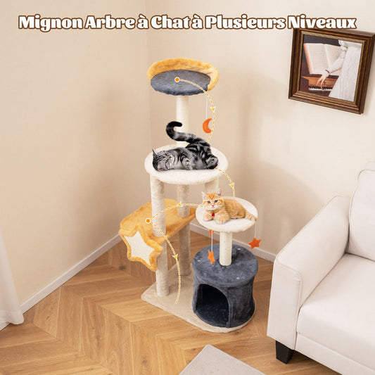 128cm Multi-level Cute Cat Tree for Indoor Cats