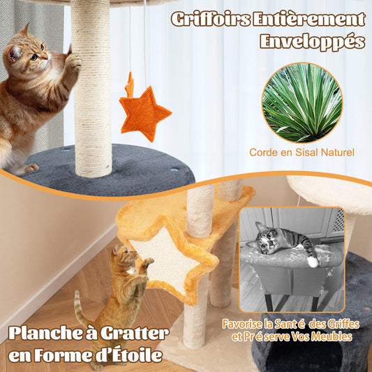 128cm Multi-level Cute Cat Tree for Indoor Cats