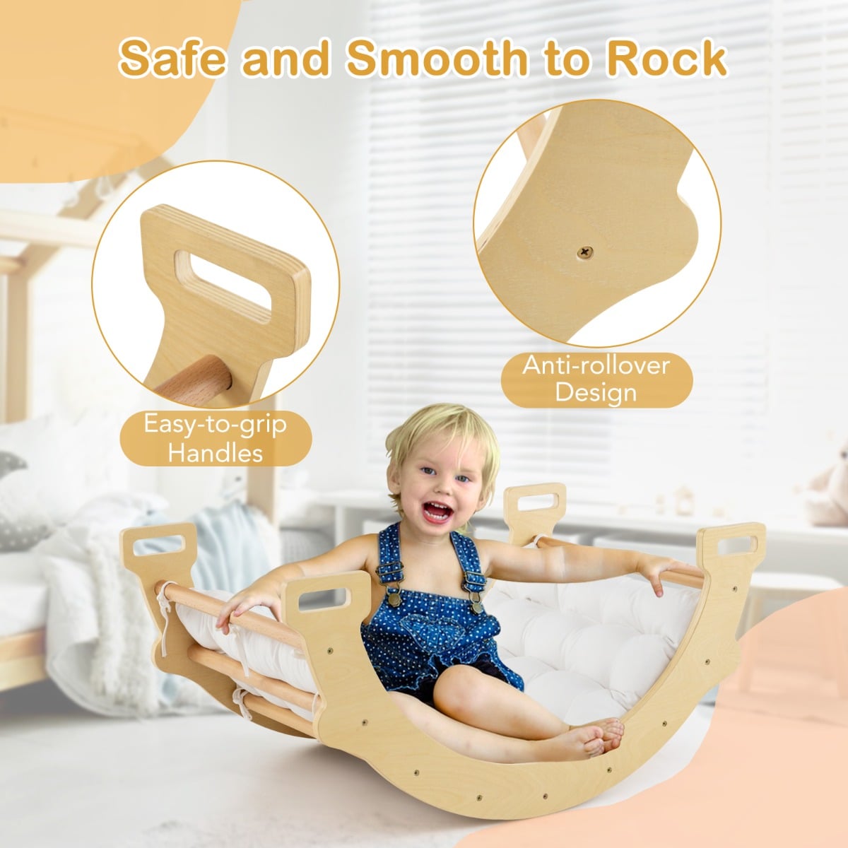 2-in-1 Arch Rocker with Soft Cushion-Natural