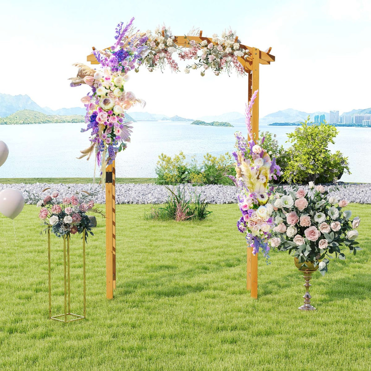 Wooden rose arch garden arch archway with roof trellis trellis arch orange L