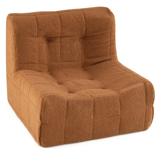 Armless Upholstered Lazy Floor Sofa in Rustic Brown