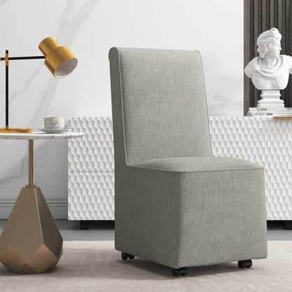 Modern Upholstered Armless Accent Chair with Resistance Casters-Grey