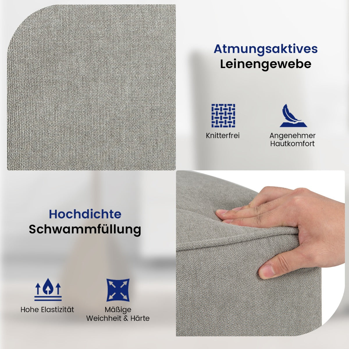 Modern Upholstered Armless Accent Chair with Resistance Casters-Grey