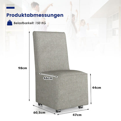 Modern Upholstered Armless Accent Chair with Resistance Casters-Grey