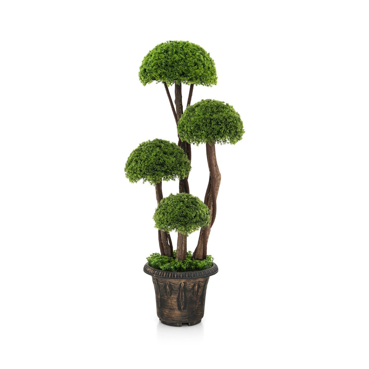3 Feet Decorative Artificial Cedar Topiary Tree with Rattan Trunk