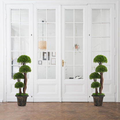 3 Feet Decorative Artificial Cedar Topiary Tree with Rattan Trunk