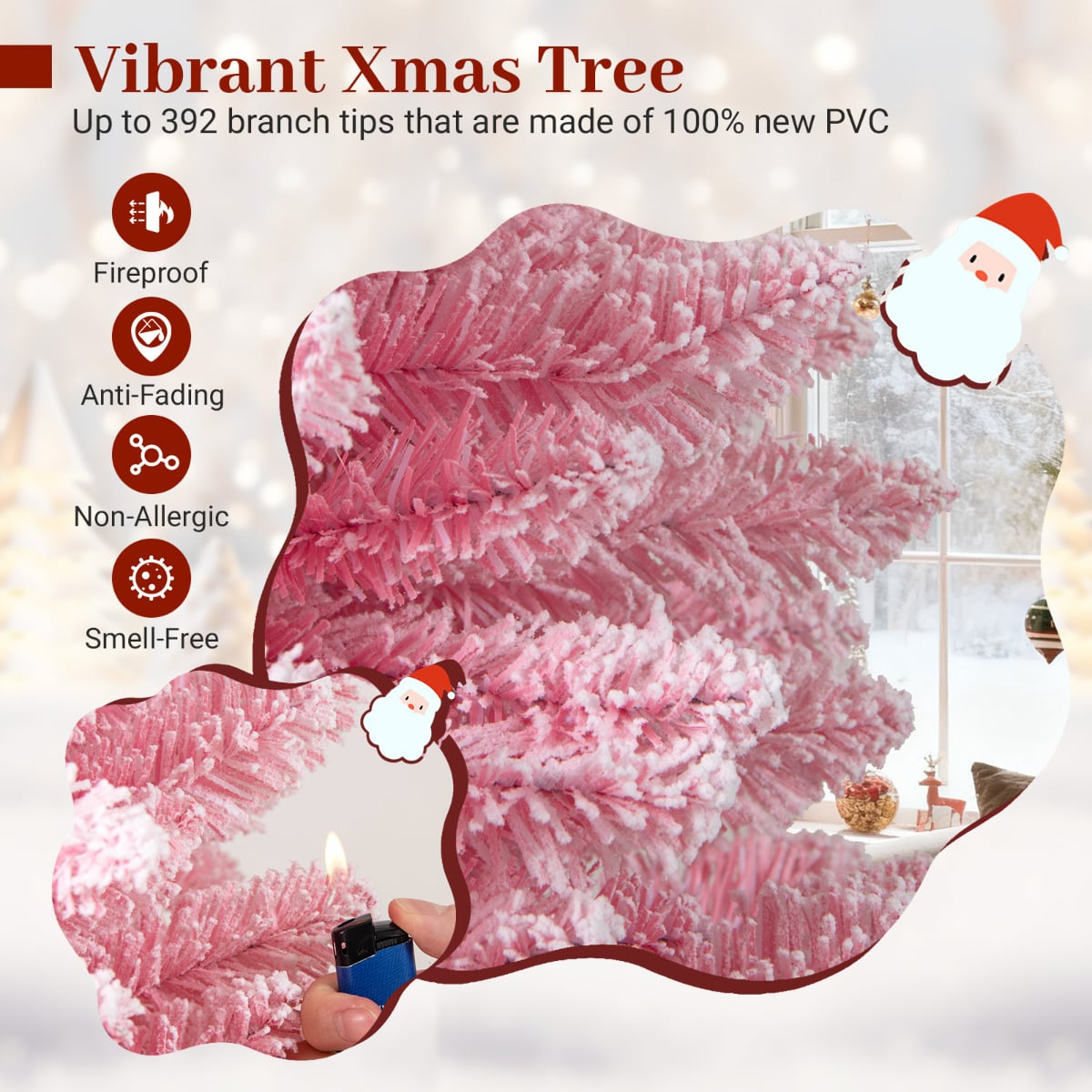 Artificial Christmas Tree with 392 Flocked Branch Tips-180 cm