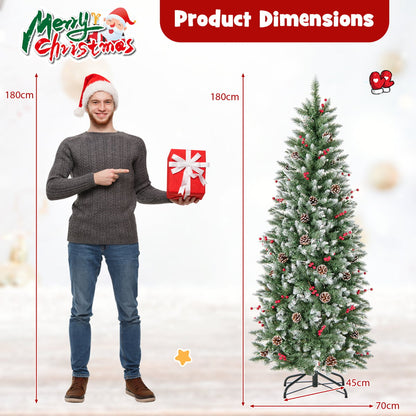 Artificial Christmas Tree with Branch Tips and Natural Pine Cones-180 cm