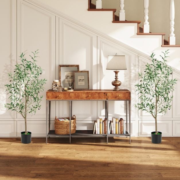 130cm Tall Artificial Olive Tree with Realistic Fruits-2 Pack