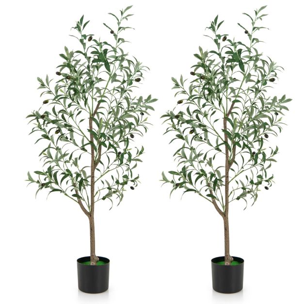 130cm Tall Artificial Olive Tree with Realistic Fruits-2 Pack