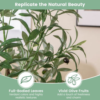 130cm Tall Artificial Olive Tree with Realistic Fruits-2 Pack