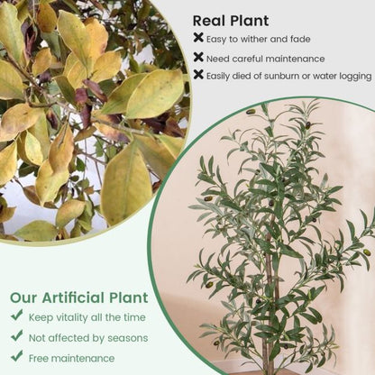 130cm Tall Artificial Olive Tree with Realistic Fruits-2 Pack