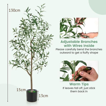 130cm Tall Artificial Olive Tree with Realistic Fruits-2 Pack