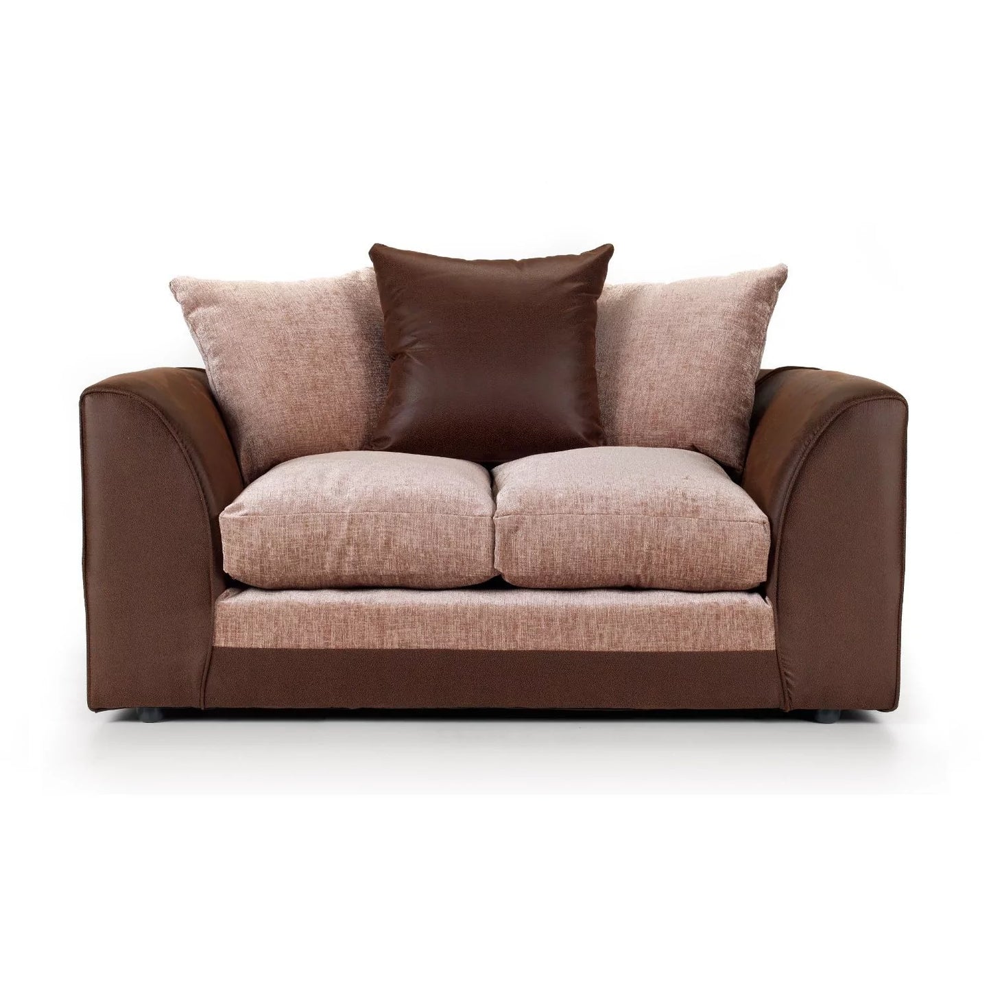 Aruba Brown and Beige Chenille Fabric Corner Sofa