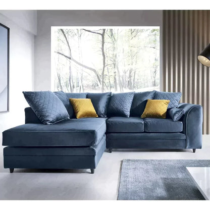 Chic Velvet Corner Sofa - Dark Blue