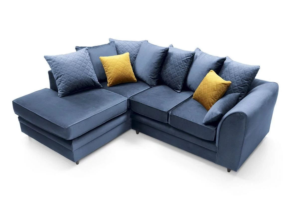 Chicago Velvet Corner Sofa - Silver Blue