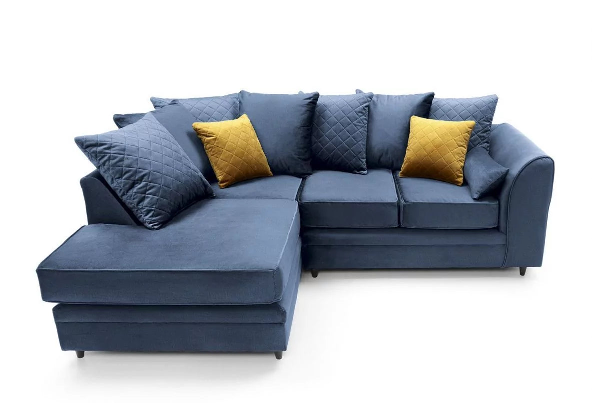 Chic Velvet Corner Sofa - Dark Blue