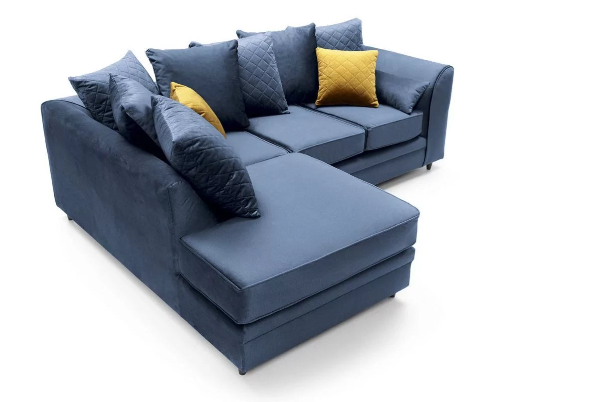 Chic Velvet Corner Sofa - Dark Blue