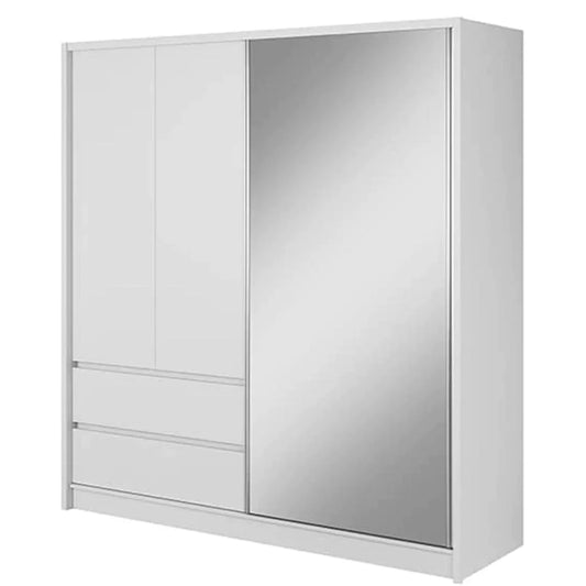 Maharashtra Sliding Door Wardrobe 204cm - White Matt