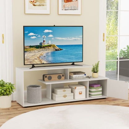 TV stand for TVs up to 55 inches with shelves &amp; cabinet TV cabinet lowboard white