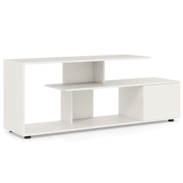 TV stand for TVs up to 55 inches with shelves &amp; cabinet TV cabinet lowboard white