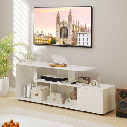 TV stand for TVs up to 55 inches with shelves &amp; cabinet TV cabinet lowboard white