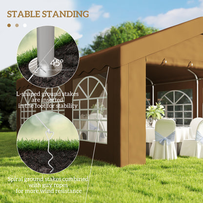 Outsunny 6m x 4m Marquee Party Tent Wedding Canopy, Pop Up Gazebo with Sidewalls, Doors, Windows, Galvanised Garden Gazebo for Parties Events, Yellow