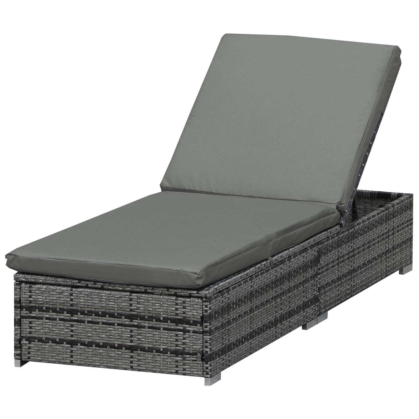 Outsunny Rattan Outdoor Garden Leżak z funkcją odchylania Szary