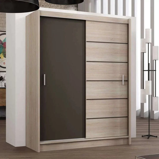 Maidstone Sliding Door 203cm Wardrobe - Grey and Brown