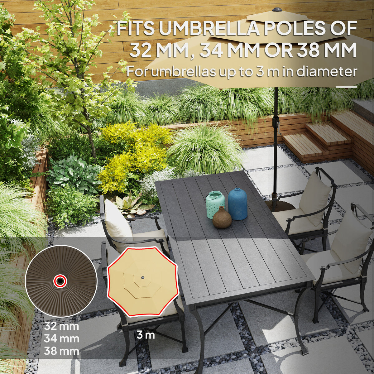 Outsunny Garden Parasol Base Holder, 28kg Sand Filled, 23kg Water Filled, Sun Umbrella Base Outdoor Umbrella Stand Weight, Brown