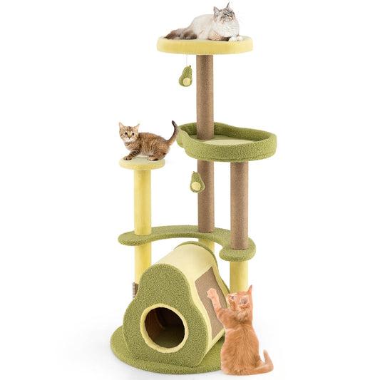 Avocado Cat Tree with Private Condo and Jumping Platforms-Green