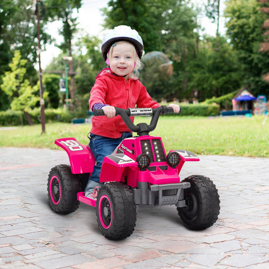 AIYAPLAY 6V Elektryczny Quad dla Dzieci, Jeździk ATV z Przodu Do Tyłu, Reflektory, dla 18-36 Miesięcy, Różowy