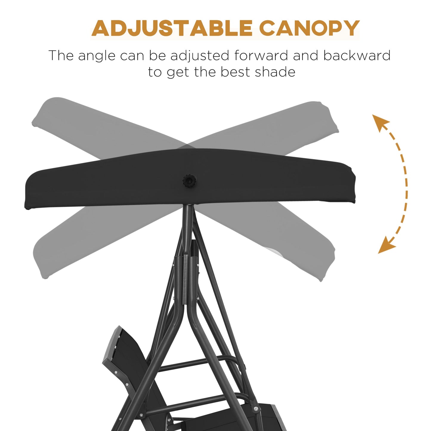 Outsunny Three-Seater Garden Swing Chair, with Canopy - Black