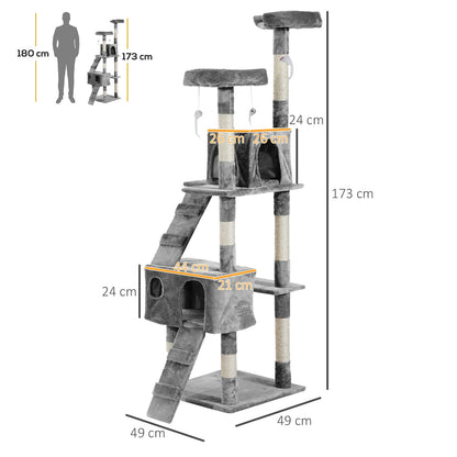 PawHut Cat Tree Scratching House, Activity Play Centre