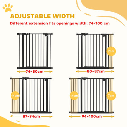 PawHut Adjustable Safety Gate w/ Two Extensions, Four Adjustable Screws, Black