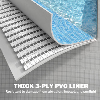 Outsunny Rectangle Steel Frame Swimming Pool with Ladder and Pump - Grey