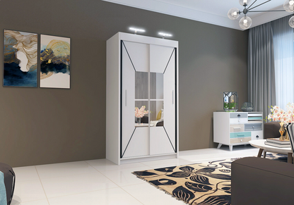 Nicole Mirrored Sliding Wardrobe - White