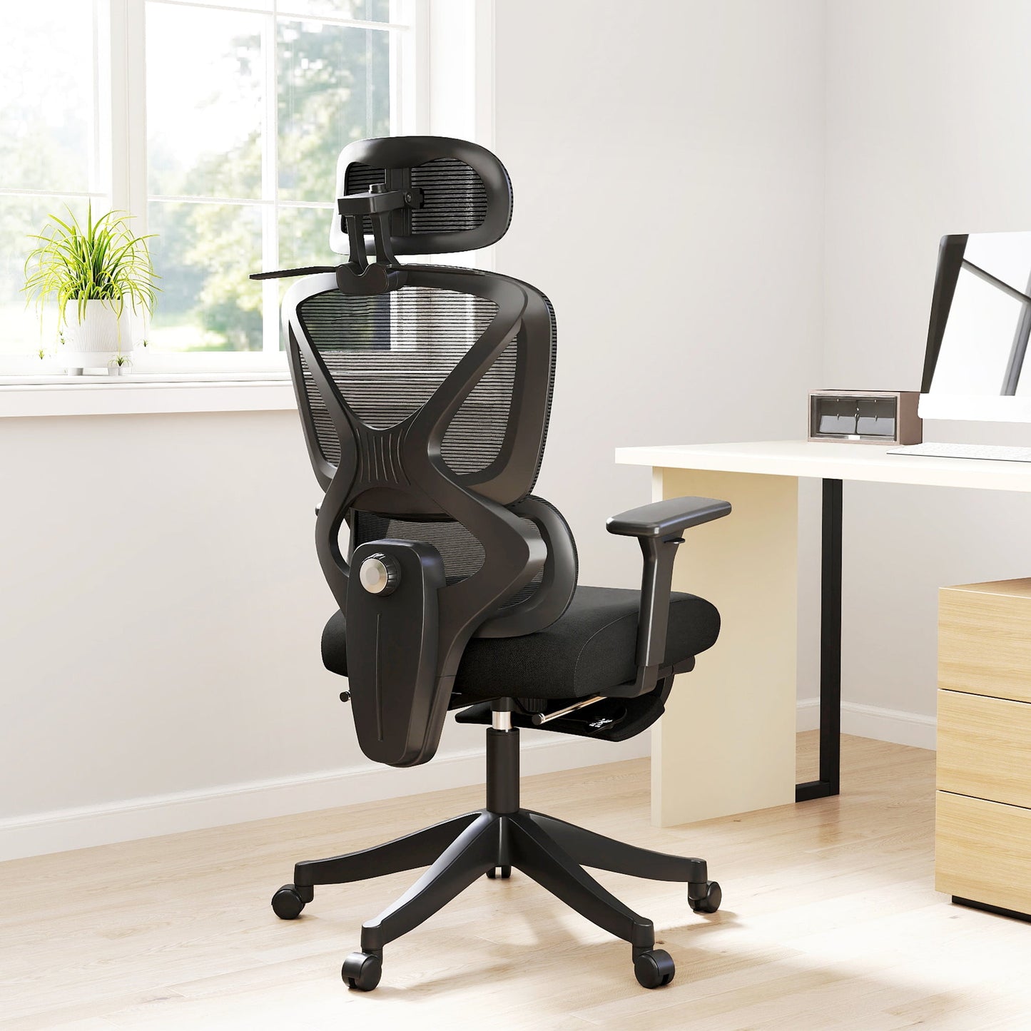 HOMCOM Ergonomiczny i regulowany fotel biurowy – czarny