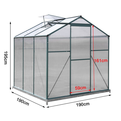 6' x 6' ft Garden Greenhouse Green Framed with Vent