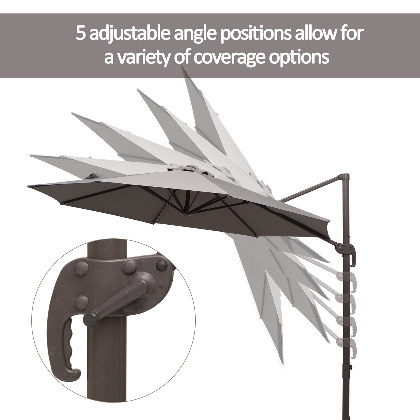 Outsunny 3m Cantilever Aluminium Frame Outdoor Garden Parasol Szary