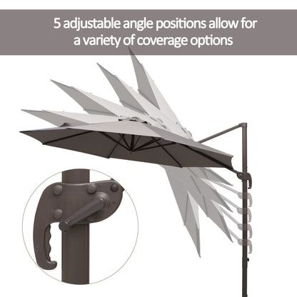 Outsunny 3m Cantilever Aluminium Frame Outdoor Garden Parasol Szary