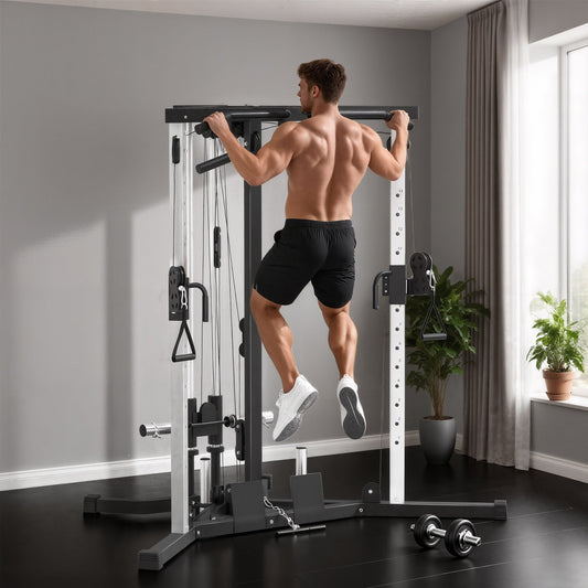 SPORTNOW Multifunctional Gym Machine with High-Low Pulleys Pull Up Bar Home Strength Training, Black