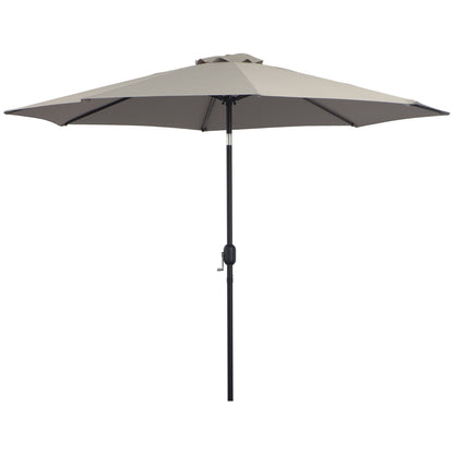 Outsunny 3(m) Parasol ogrodowy z odchylanym parasolem, zewnętrzny parasol przeciwsłoneczny z 8 żebrami, odchylany i korbowy uchwyt na balkon, ławka, ogród, jasnoszary