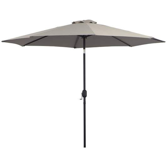 Outsunny 3(m) Parasol ogrodowy z odchylanym parasolem, zewnętrzny parasol przeciwsłoneczny z 8 żebrami, odchylany i korbowy uchwyt na balkon, ławka, ogród, jasnoszary