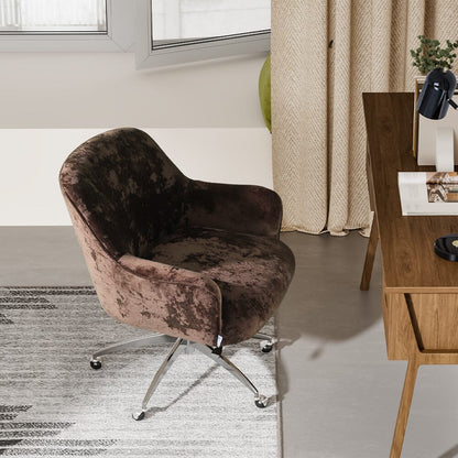 Velvet Upholstered Wheeled Swivel Office Chair