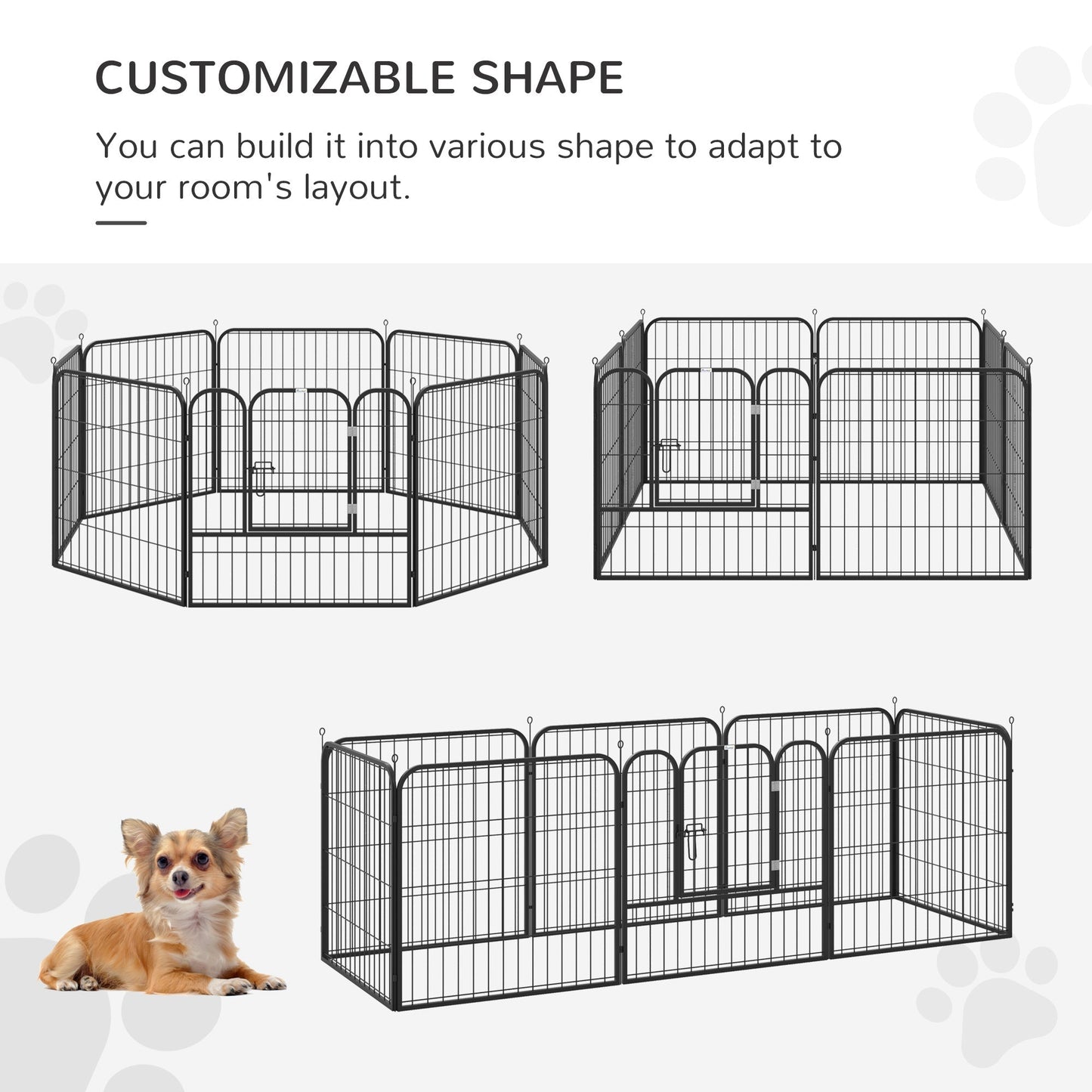 PawHut 4 Sizes Dog Pens Pet Puppy PlayPen Rabbit Puppy Cage Folding Run Fence Garden Metal Hutch