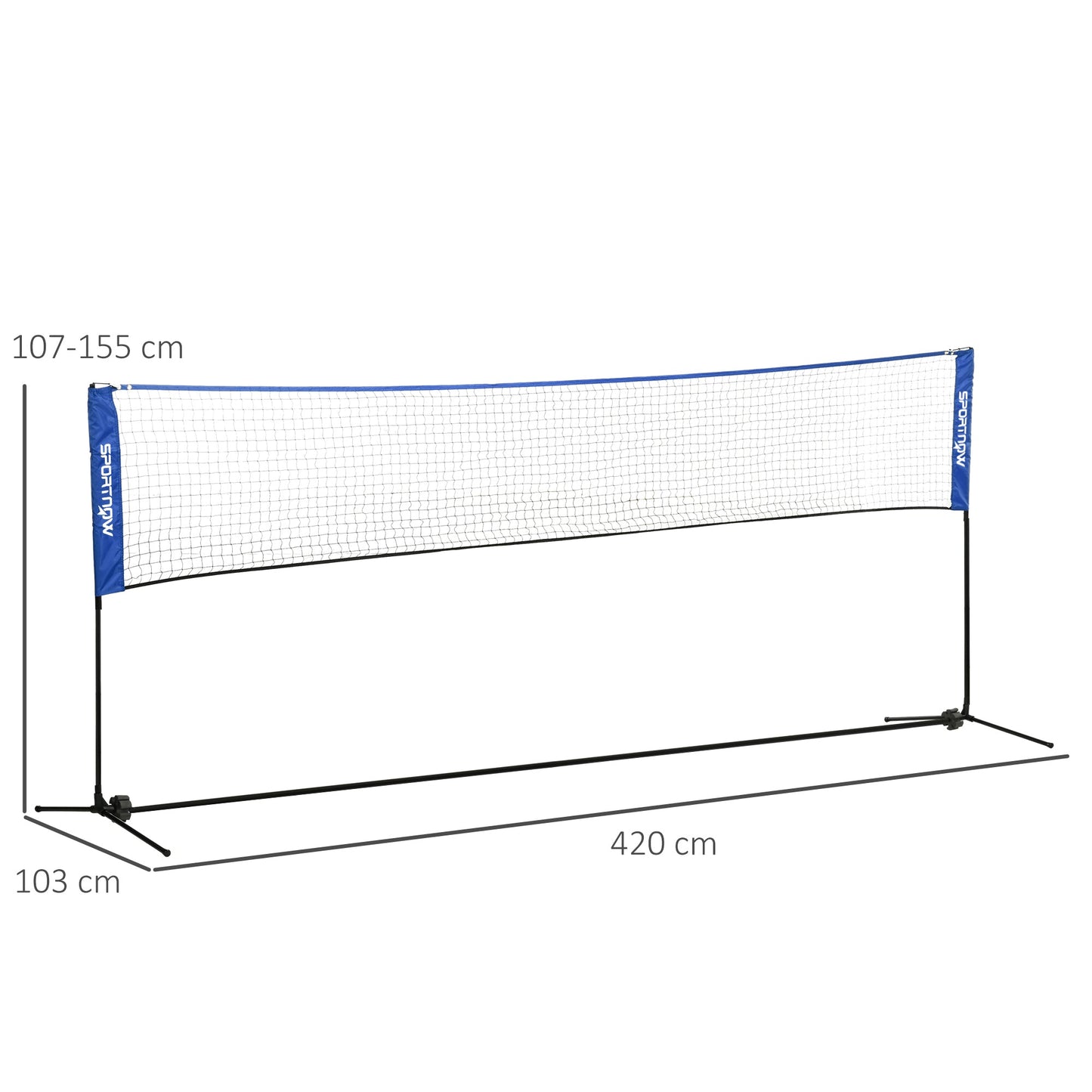 SPORTNOW 4m Badminton Net, Height Adjustable Outdoor Sports Net, with Carry Bag, for Tennis, Pickleball, Volleyball, Blue