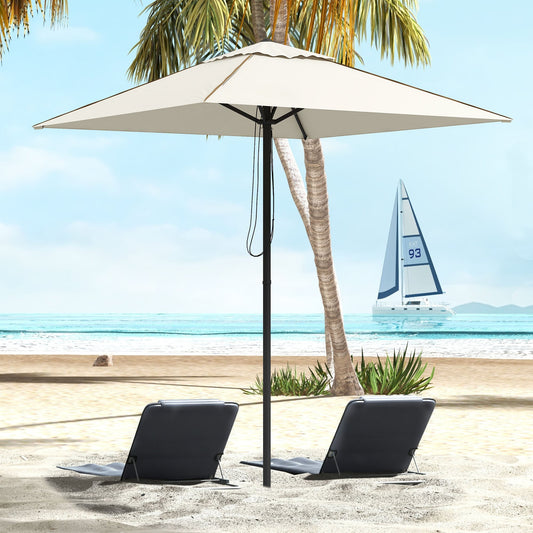 Outsunny 215cm kwadratowy parasol z baldachimem, z kontrastową lamówką - beżowy/brązowy