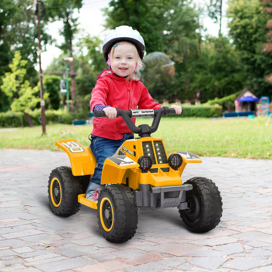 AIYAPLAY 6V Elektryczny Quad dla Dzieci, Jeździk ATV z Przodu Do Tyłu, Reflektory, dla 18-36 Miesięcy, Żółty